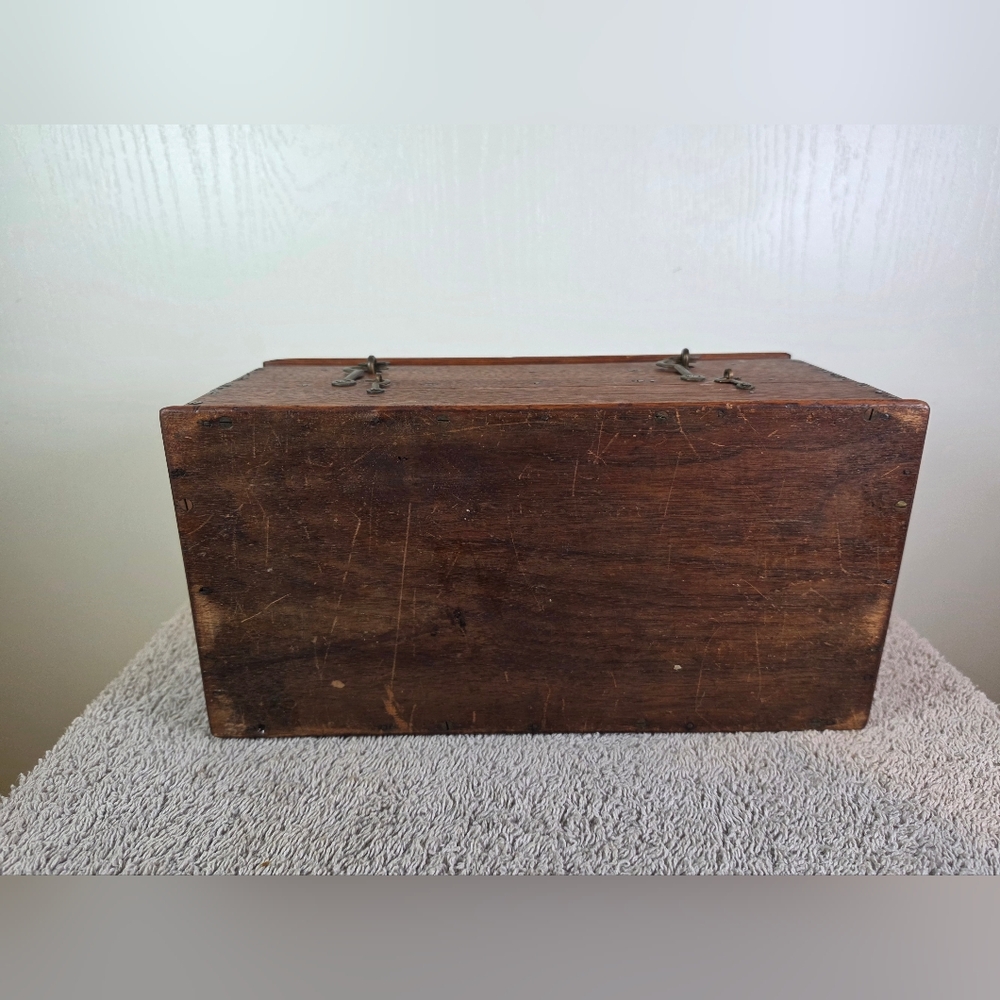Vintage Wooden Jewelry Or Specialty Tool Storage Box in Brown - Picture 9 of 15